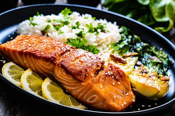 MISO GLAZED SALMON OVER RICE